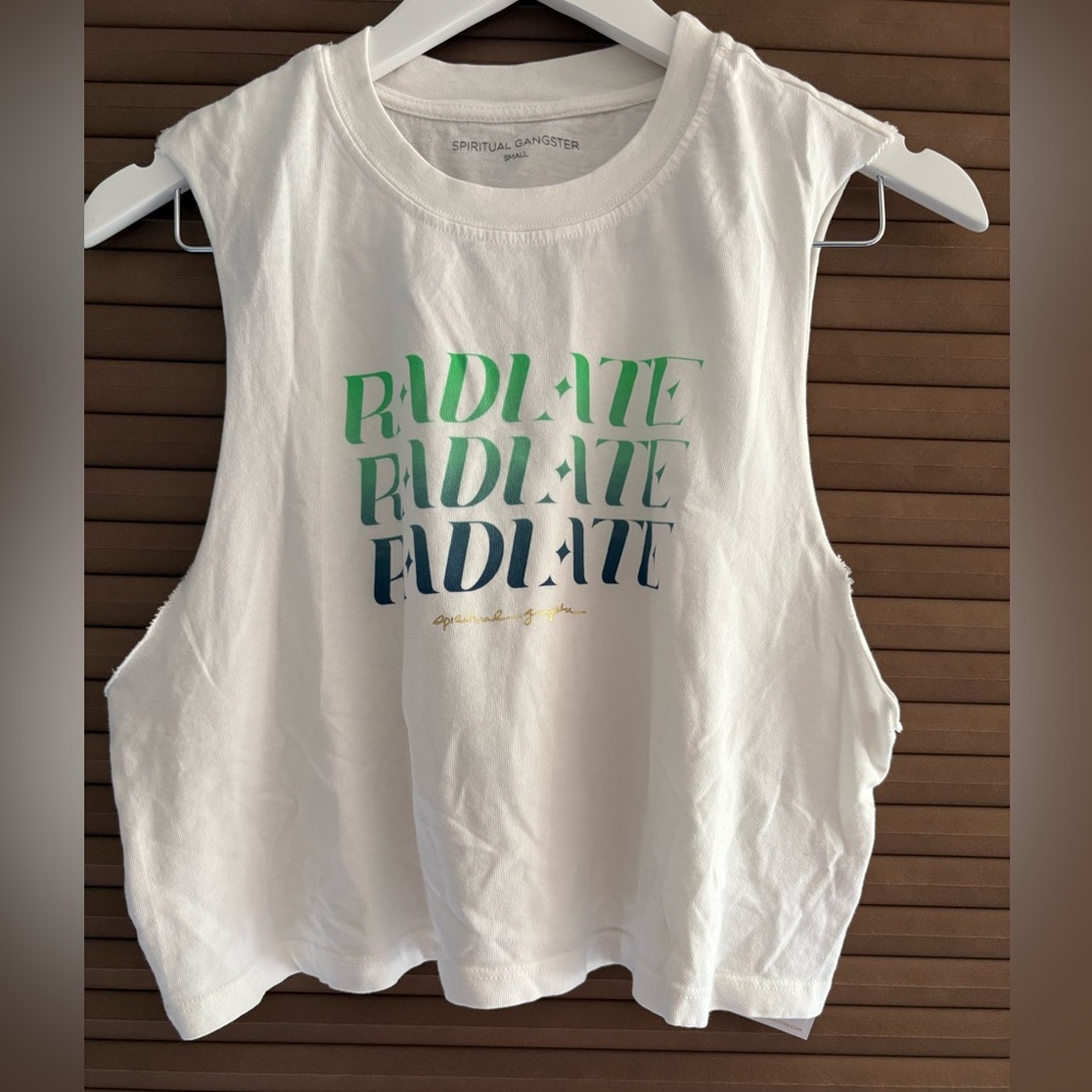 Spiritual Gangster White Muscle Tee with Radiate Print